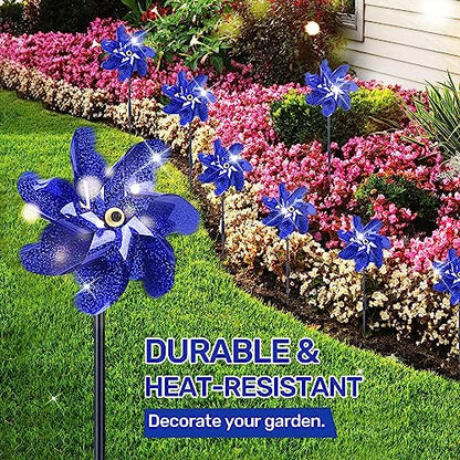 BATTIFE Preassembled Reflective Pinwheels for Yard & Garden, Blue, 10 Pack - color: Blue, size: 10 Pack