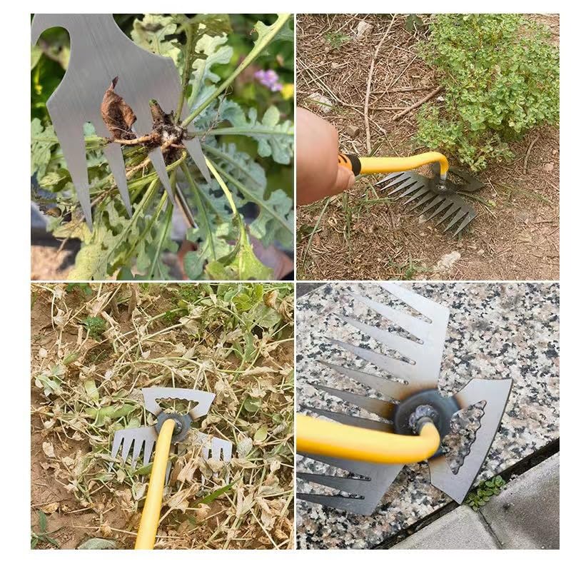 2 Pack Weed Puller Tool, Hand weeder tool, Stainless Steel Weeding Digger Tool.Upgrade 11 Teethes Dual Purpose Manual Multifunctional weed remover tool for Vegetable Gardening Backyard Farm