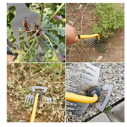 2 Pack Weed Puller Tool, Hand weeder tool, Stainless Steel Weeding Digger Tool.Upgrade 11 Teethes Dual Purpose Manual Multifunctional weed remover tool for Vegetable Gardening Backyard Farm