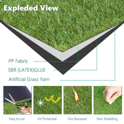 0.8 Inch Grass Height Artificial Grass 3FT x 23FT Customizable Flame Retardant UV Resistant Synthetic Grass Green Fake Turf Carpet - size: 3FT×23FT