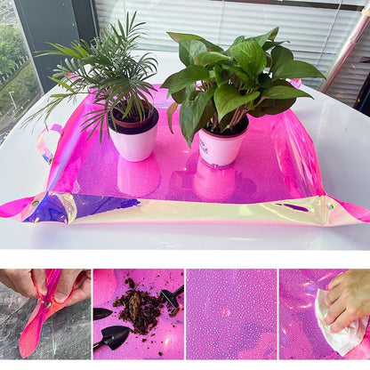 Kasepie Pink PVC Plant Repotting Mat, 19x27 Inch, Foldable Dirt Control Tray for Indoor Transplanting, Gardening Gift for Women and Men (Pink+Leopard) - color: Pink+leopard