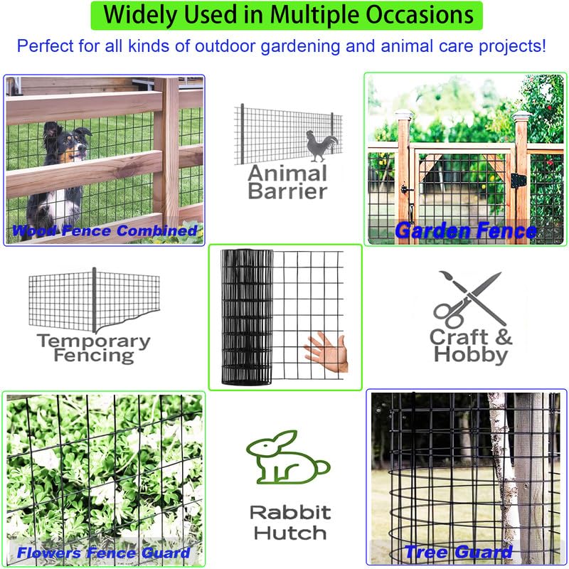 Wire Fence 2in x 3in Black Vinyl Coated Wire Mesh 48" x 50' Welded Wire Fencing 16Gauge, PVC Coating Chicken Wire Fence,Welded Wire Mesh Roll for Garden Guard Fence Poultry Cage Net Fencing - size: 2"x3"x48"x50'x16Gauge