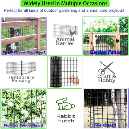 Wire Fence 2in x 3in Black Vinyl Coated Wire Mesh 48" x 50' Welded Wire Fencing 16Gauge, PVC Coating Chicken Wire Fence,Welded Wire Mesh Roll for Garden Guard Fence Poultry Cage Net Fencing - size: 2"x3"x48"x50'x16Gauge