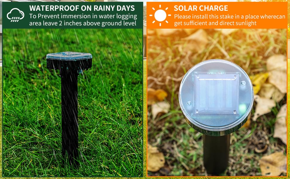 8PK new Mole Repellent for lawns Gopher Repellent Ultrasonic Solar Powered Snake Repellent Deterrent Mole Repeller Vole Repellent Outdoor Lawns Garden Yard All Pests Sonic Spikes Stakes Chaser upgrade