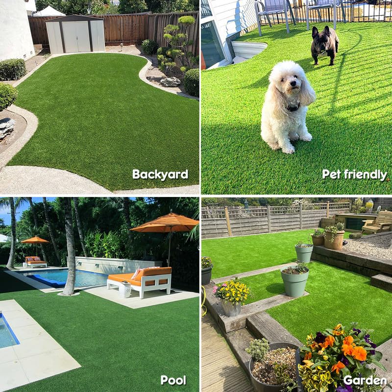 0.8 Inch Grass Height Artificial Grass 3FT x 20FT Customizable Flame Retardant UV Resistant Synthetic Grass Green Fake Turf Carpet - size: 3FT×20FT