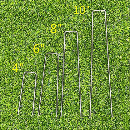 200 Pack 8x1 inch 11GA(0.12inch) Landscape Staples Garden Stakes Fence Netting Pins Ground Spikes Sod Cover Fabric Pegs Steel Uncoated - size: 8"x1" 11GA Black 200Pack