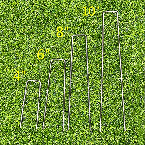 100 Pack 8x1 inch 11GA(0.12inch) Landscape Staples Garden Stakes Fence Netting Pins Ground Spikes Sod Cover Fabric Pegs Steel Uncoated - size: 8"x1" 11GA Black 100Pack