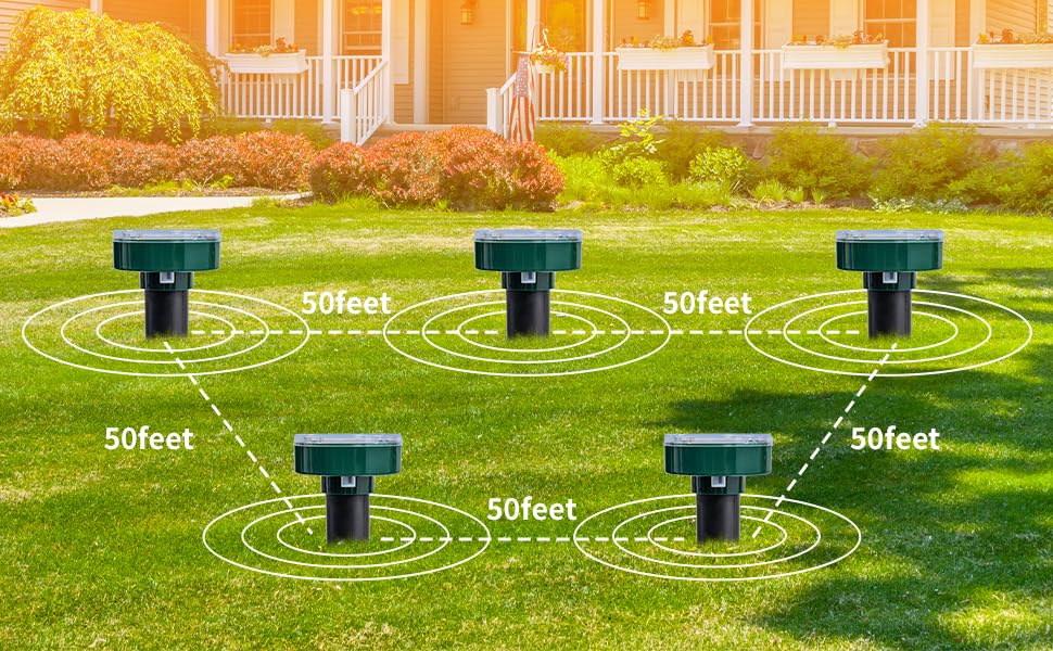 8PK new Green Mole Repellent for lawns Gopher Repellent Ultrasonic Solar Powered Snake Repellent Deterrent Mole Repeller Vole Repellent Outdoor Lawns Garden Yard All Pests Sonic Spikes Stakes Chaser