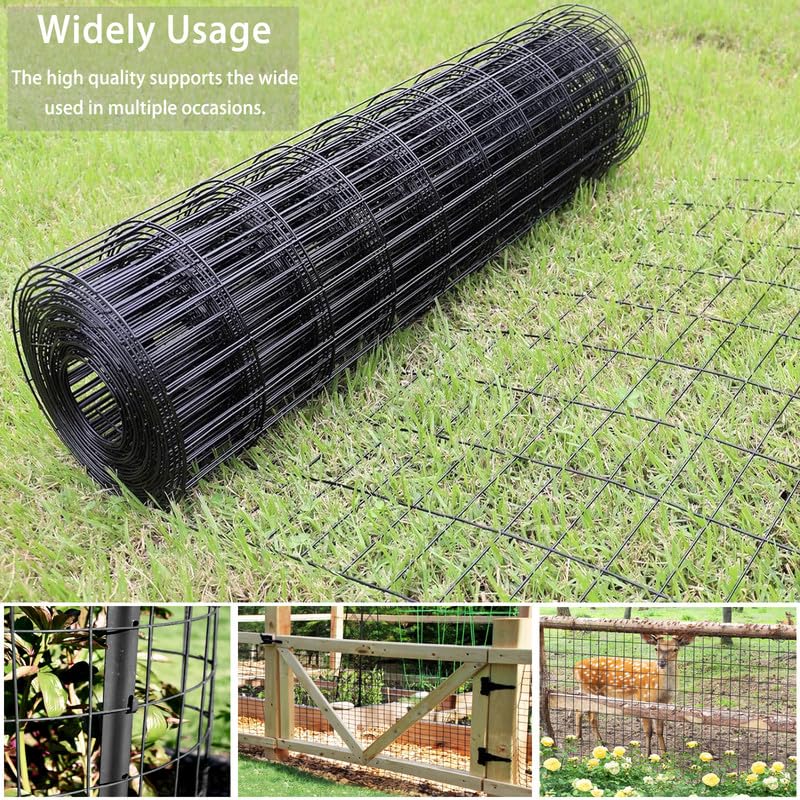 Wire Fence 2in x 3in Black Vinyl Coated Wire Mesh 48" x 50' Welded Wire Fencing 16Gauge, PVC Coating Chicken Wire Fence,Welded Wire Mesh Roll for Garden Guard Fence Poultry Cage Net Fencing - size: 2"x3"x48"x50'x16Gauge