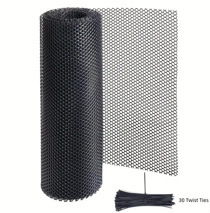 Plastic Chicken Wire Mesh - 16 in x 10 ft Black,Comes with 30 Twist Ties, Plastic Wire Mesh Fence for Dogs, Cats & Poultry - Garden Netting & Animal Barrier, Balcony Netting for Pets - WEYHDDTL - size: 16Inchx10Ft(0.3"Opening)