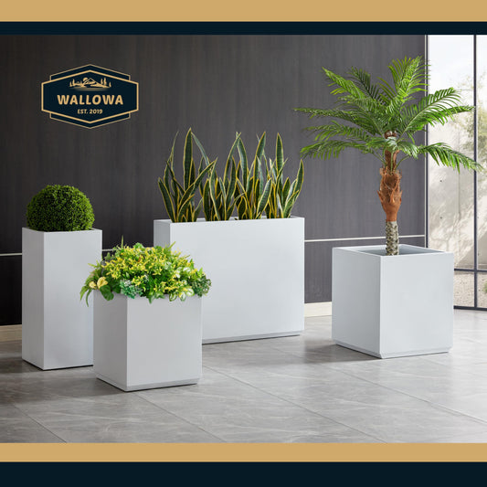 30Lx10Wx24H Heavy-duty Metallic Planter Box for Outdoor Indoor Plants - color: White 30h, size: 38Lx10Wx30H