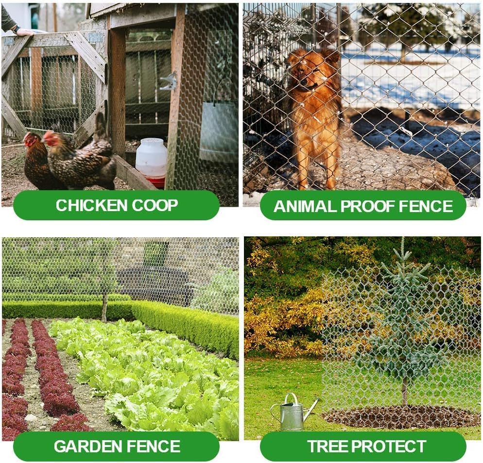 Amagabeli Chicken Wire Fencing Poultry Wire Netting 36inch x 50ft 2 Inch Hexagonal Galvanized Mesh Garden Fence Animal Barrier for Garden Protection Craft Rabbit Cage Dog Roll Chicken Coop Accessories - size: 2" 36"x50'