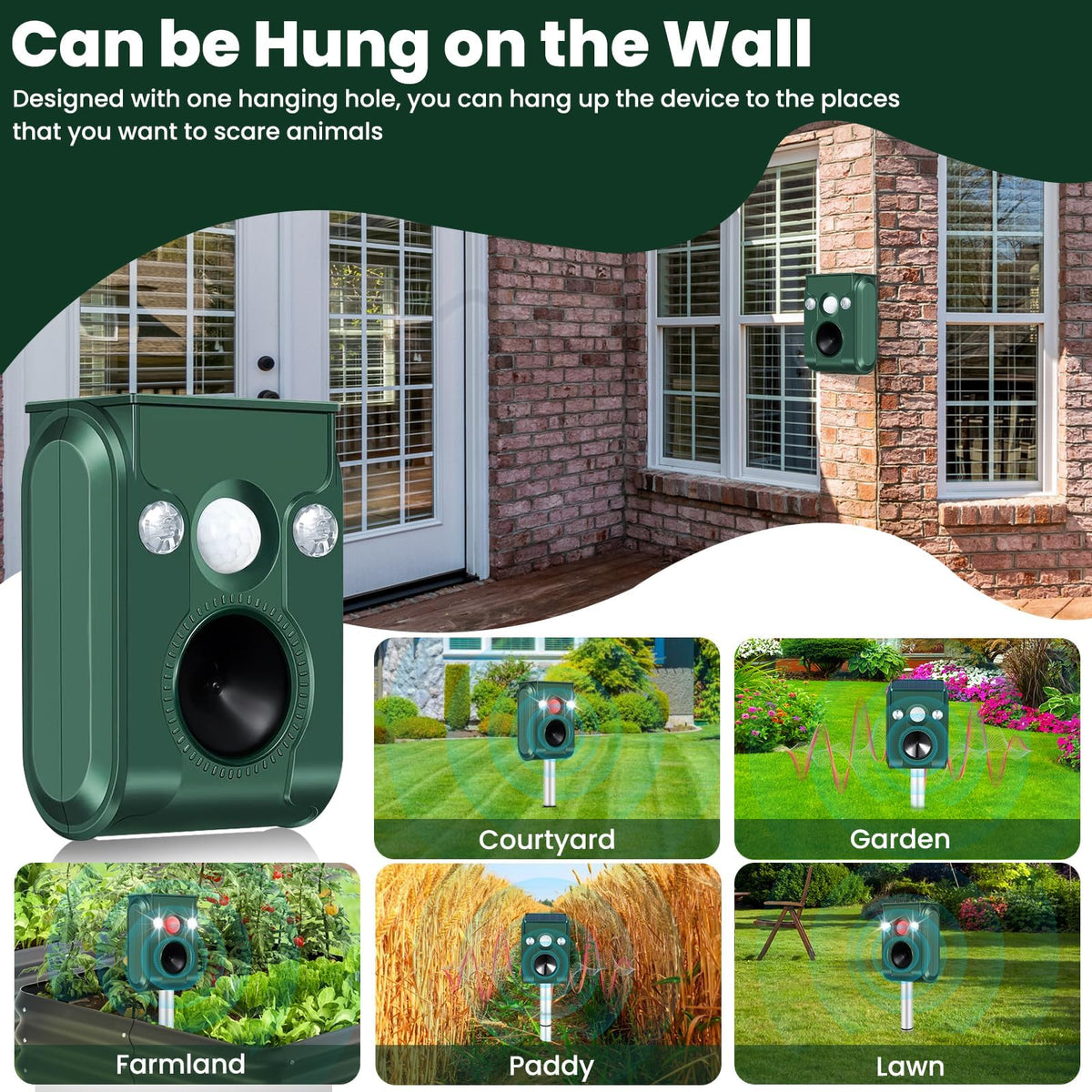 Cat Repellent Outdoor, 2 Pack Solar Ultrasonic Animal Repellent, Deer Repellent Devices Waterproof, Motion Activated Skunk Raccoon Squirrel Cat Deterrent Outdoor for Yard Garden