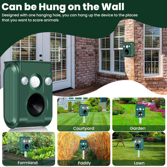 Cat Repellent Outdoor, 2 Pack Solar Ultrasonic Animal Repellent, Deer Repellent Devices Waterproof, Motion Activated Skunk Raccoon Squirrel Cat Deterrent Outdoor for Yard Garden
